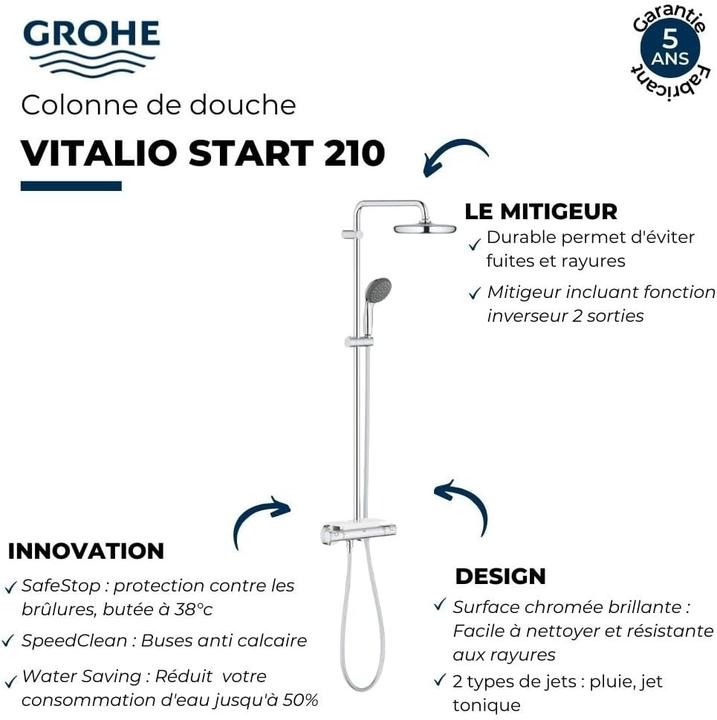 Produktbild Grohe Duschsystem Vitalio Start 210 mit Thermostat