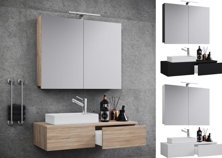 Actual product image VCM 3-piece wash place washbasin Gudas mirror cabinet