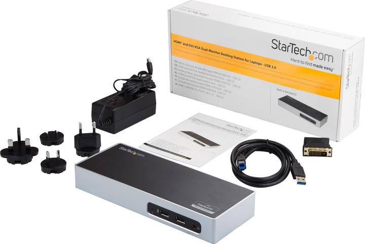 Produktbild StarTech USB 3.0 Dual Monitor Dockingstation - USB auf HDMI - USB zu VGA oder DVI - USB 3.0 Dock - Port Re... (Docking Port, 6 Ports)