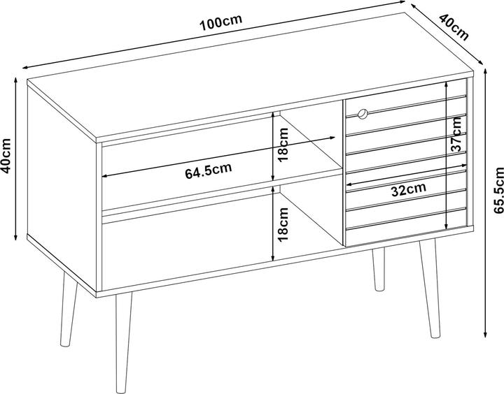 Produktbild En.Casa Fernsehschrank Vare 100x40x66 cm Weiss/Gelb