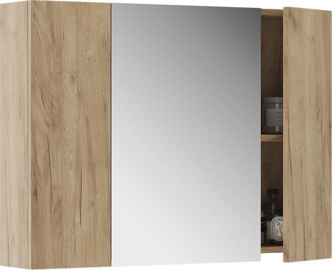 Vicco Badspiegelschrank Leopold, Goldkraft Eiche, 80 x 59.2 cm mit Regalen