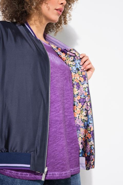 Actual product image Ulla Popken Reversible Floral Print College Collar Jacket (50, 52)