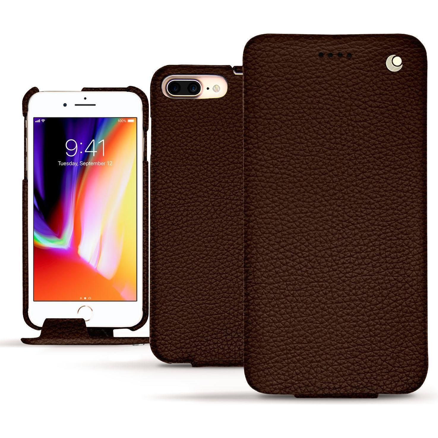 Thumbnail - Noreve Lederschutzhülle vertikal (Apple iPhone 8 Plus), Smartphone Hülle, Braun