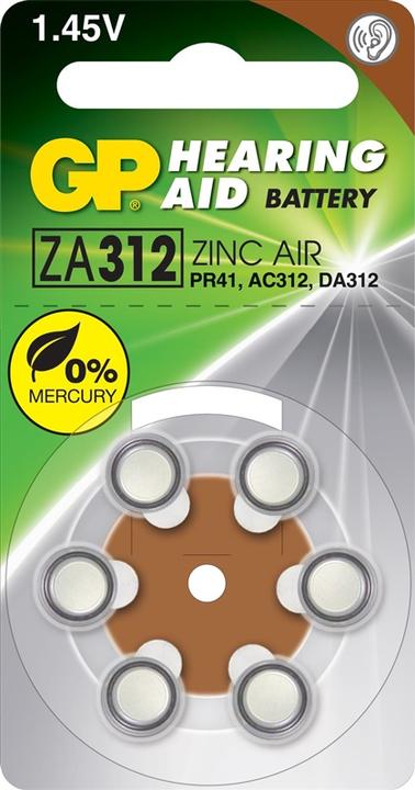 Produktbild GP Batteries GP Hörgerätebatterie ZA 312 1.4 V 6 St. Zink-Luft GPPBZZ31F017 (6 Stk.)