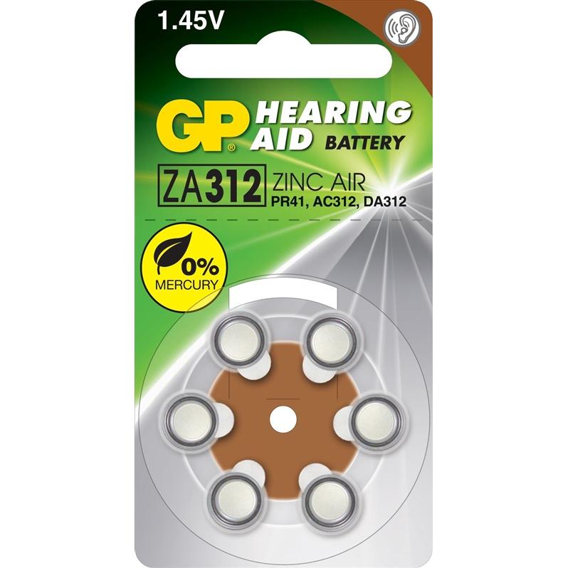 GP Batteries GP Hörgerätebatterie ZA 312 1.4 V 6 St. Zink-Luft GPPBZZ31F017 (6 pz.), Batterie + pile