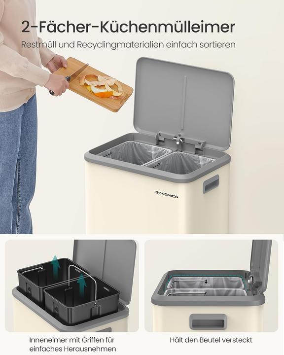 Produktbild Songmics Mülltrennsystem mit Softclose-Deckel (30 l)