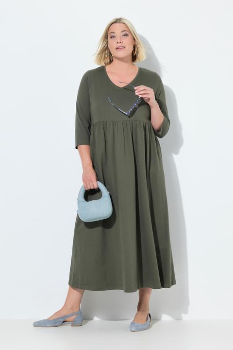 Produktbild Ulla Popken Jerseykleid, Empirenaht, V-Ausschnitt, 3/4-Arm, Taschen (62)