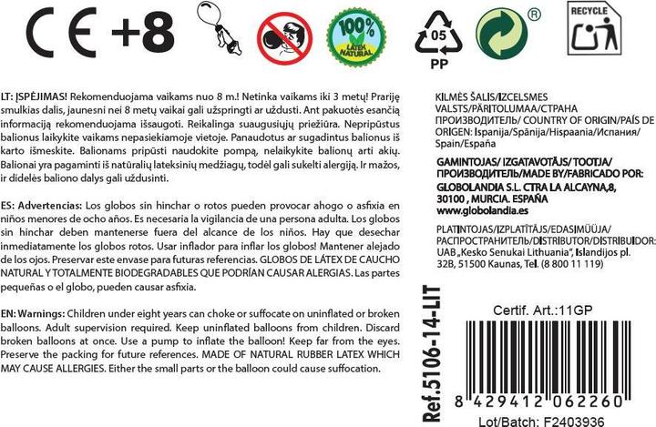 Actual product image Globolandia Balloon, black, D25 vnt 12 pcs (12x)