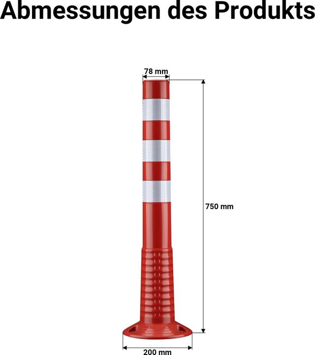 Produktbild Wiltec 2x Absperrpfosten Ø20x75cm Sperrpfosten mobile Absperrung Poller flexibel