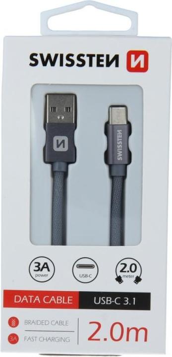 Productafbeelding Swissten Datakabel Textiel USB / USB-C 2.0 M (2 m, USB 3.0)
