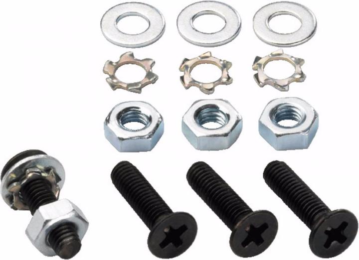 Monacor Rack screws set M3x12mm, 16 pieces each (Replacement parts)