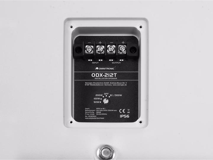 Actual product image Omnitronic ODX-212T installation speaker 100V white (Passive, 1x 300 W)