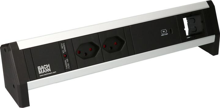Actual product image Bachmann Desktop power strip DESK 1, 2x T13, 1x USB C, 1x Custom (2x, Type 13, USB-A, USB-C)