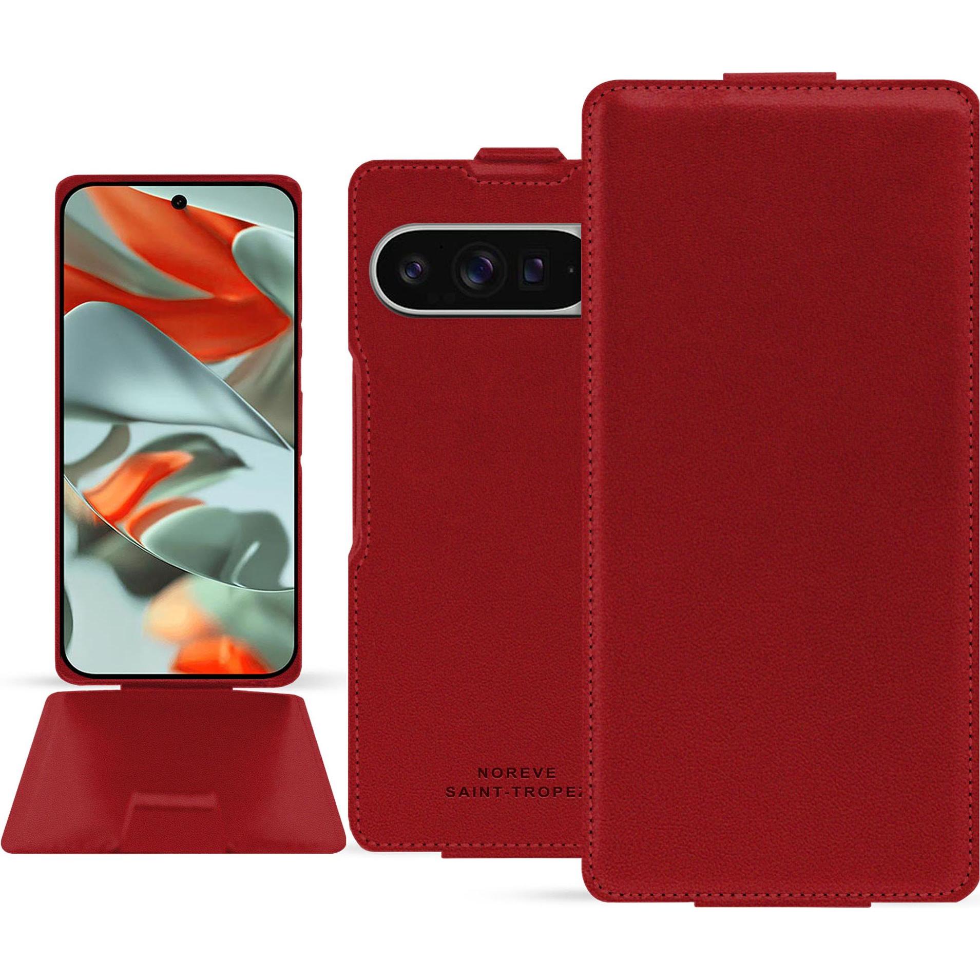 Noreve Lederschutzhülle vertikal (Google Pixel 9 Pro XL), Smartphone Hülle, Rot