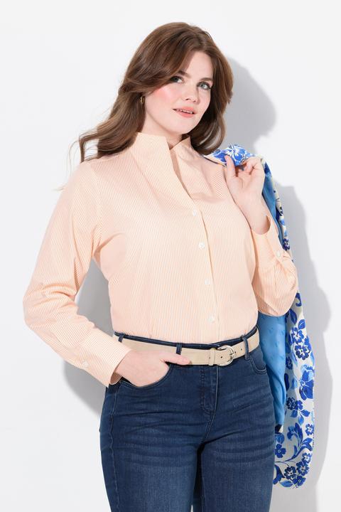 Produktbild Ulla Popken Bluse, Streifen, Kelchkragen, Langarm (58)