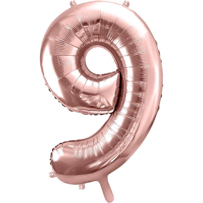 Partydeco Alu-Ballon Ziffer "9" Rose gold