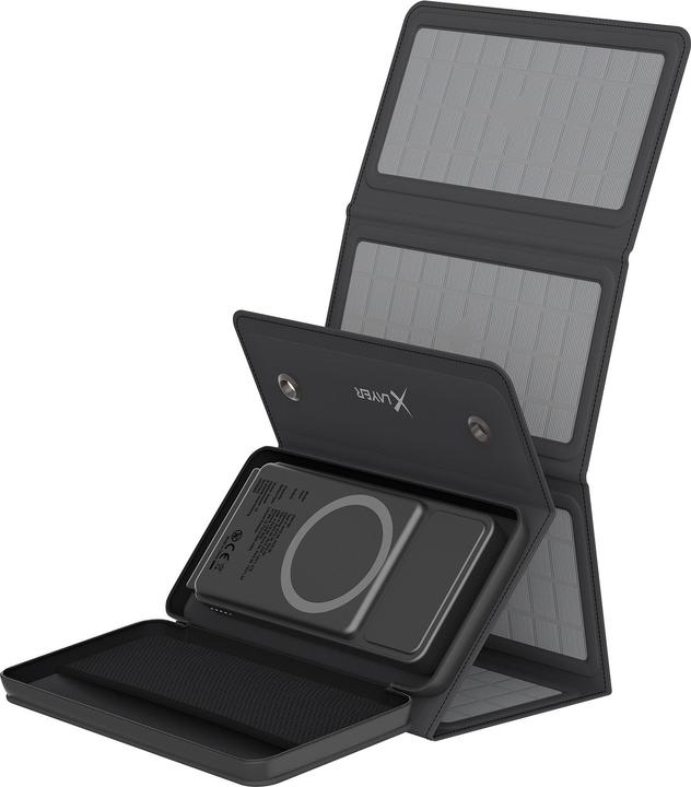 Actual product image Xlayer Wireless powerbank 10,000mAh 15W black with solar panel (10000 mAh, 15 W, 37 Wh)