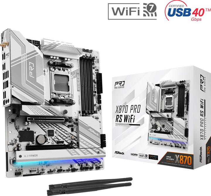 Image du produit AsRock X870 Pro RS WiFi AM5 (AM5, AMD X870, ATX)