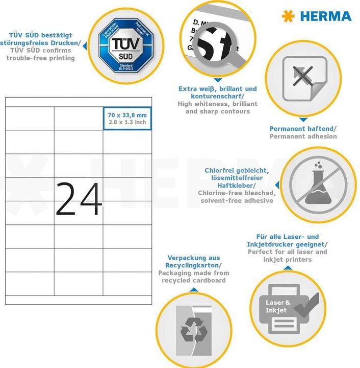 Produktbild HERMA Universal Etiketten A4