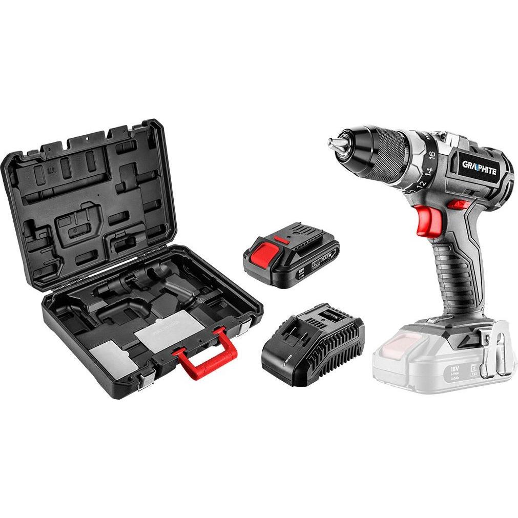 Graphite, Bohrmaschine + Akkuschrauber, 58G019-SET1 drill 18 V 1 x 2 Ah battery (Akkubetrieb)