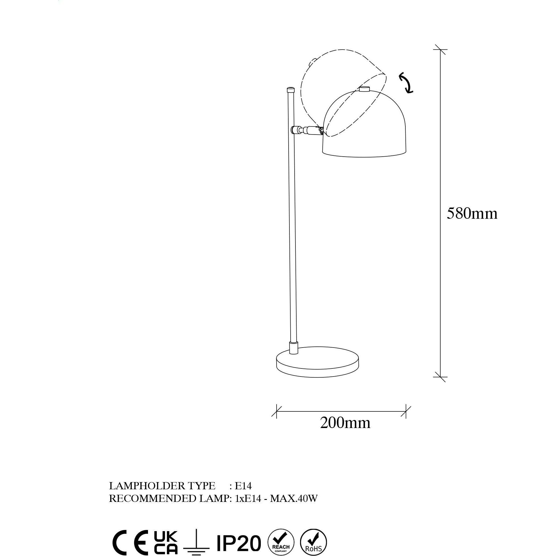 Thumbnail - Hanah Home, Tischlampe, Archie (E14)