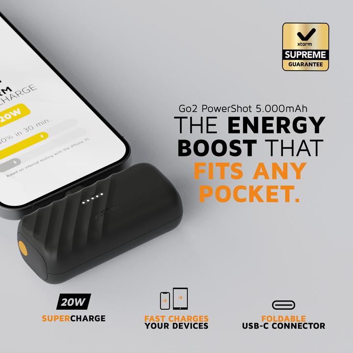 Image du produit Xtorm 20 Watt Ausgangsleistung Compact Power Shot Go2 Black (5000 mAh, 20 W, 18 Wh)