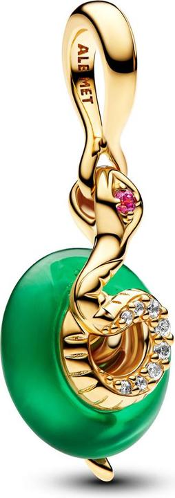 Image du produit Pandora Snake Green Murano Glass Dangle Charm (Plaqué or, Métal, Verre)