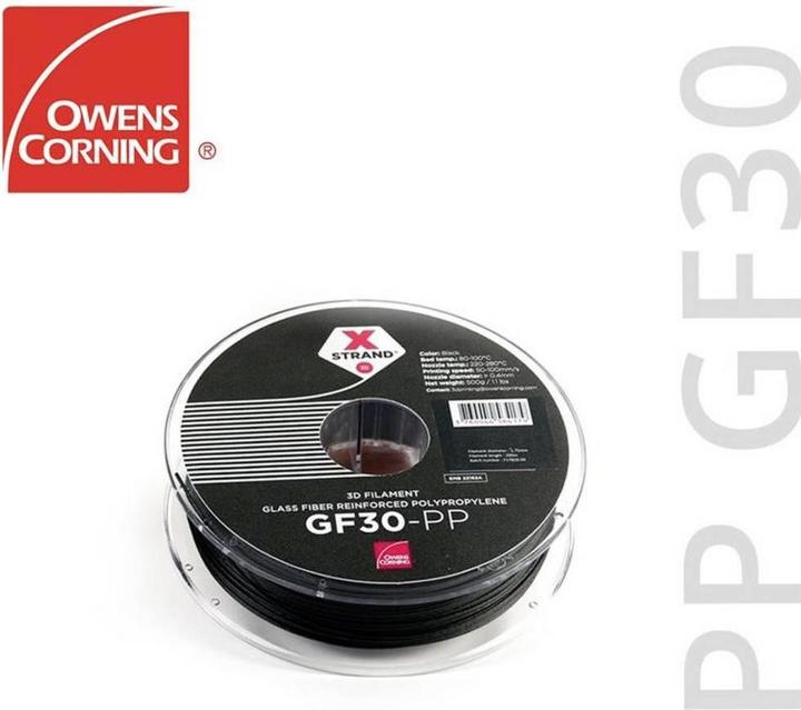 Produktbild Owens Corning FIXD-PP28-BK0 Xstrand GF30 Filament PP (Polypropylen) 2.85mm 500g Schwarz 1St. (PP, 2.85 mm, 500 g, Schwarz)