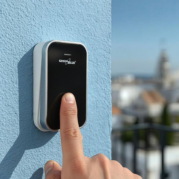 Productafbeelding Greenblue Dzwonek bezprzewodowy bezbateryjny kinetyczny, 38 melodii, czarny, zasięg do, IP44, GB157 (Draadloze, Radio)