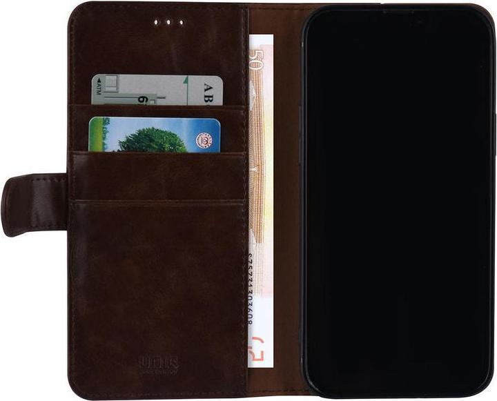 Immagine prodotto UNIQ Accessory Custodia iPhone 13 Pro Max - Custodia a libro in ecopelle marrone con 3 scomparti per carte No.405 (Apple iPhone 13 Pro Max)