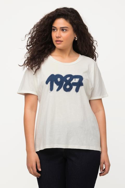 Immagine prodotto Ulla Popken T-shirt dal taglio oversize con spray design, scollo a girocollo e mezze maniche (42, 44)