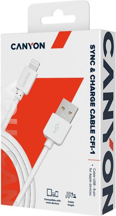 Produktbild Canyon CNE-CFI1W lightning cable White (1 m, USB 2.0, 5 W)