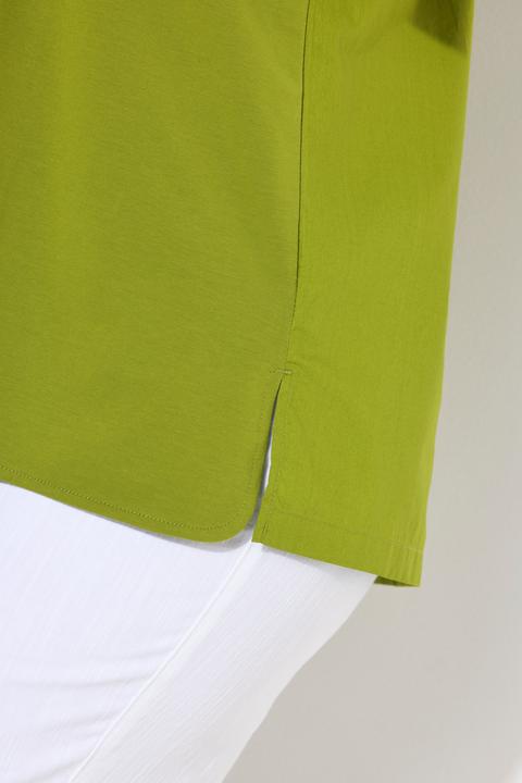 Produktbild Ulla Popken T-Shirt, Materialmix, A-Linie, V-Ausschnitt, Halbarm (58)
