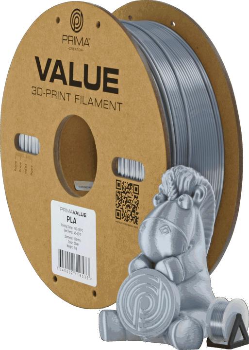 Actual product image Prima Creator PrimaValue PLA+ (PLA, 1.75 mm, 1000 g, Silver)