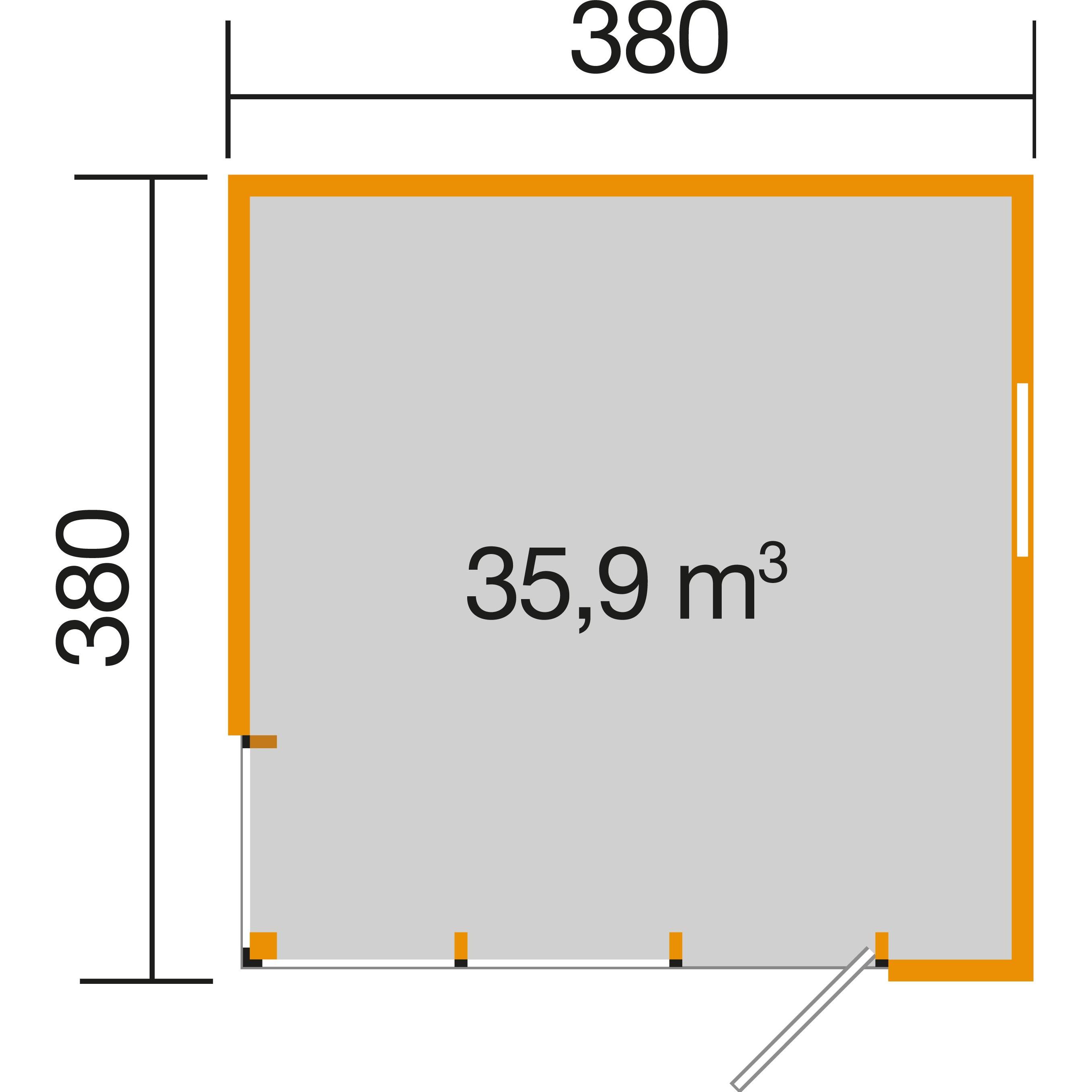 Weka Holzbau, Gartenhaus + Gartenschrank, Designhaus Cubilis 412 Gr.2 mit selbstklebender Dachfolie und Fussboden 380 x ...