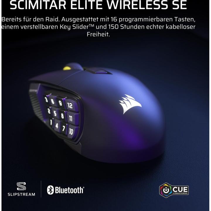 Actual product image Corsair Gaming-Maus Scimitar Elite Wireless SE, Maus Features (Wireless)