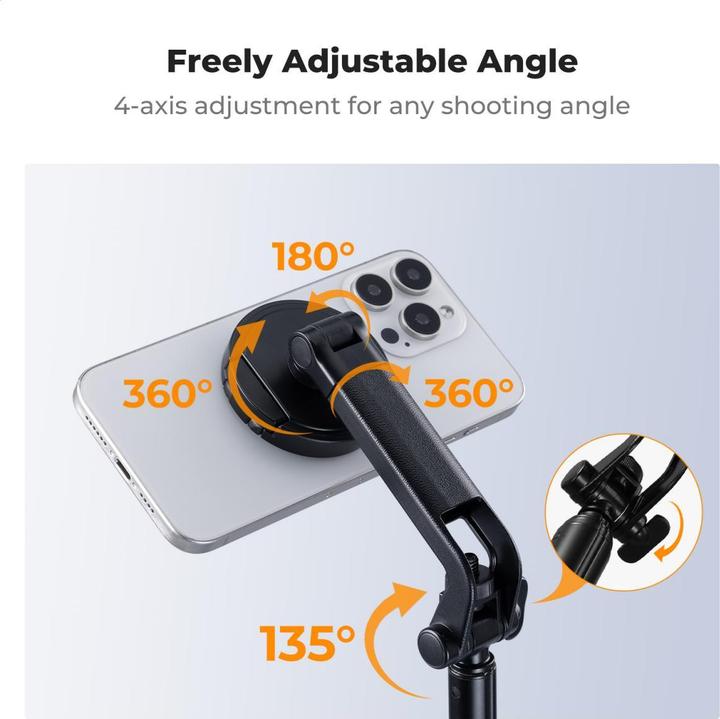 Image du produit K&F Concept MS-52 1.8M Magnetic Selfie Stick With Bluetooth Remote Control, 1/4 Screw, Phone Holder