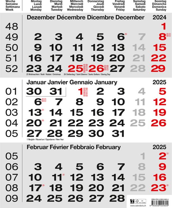 Actual product image 3-Monatskalender (31 x 40 cm)