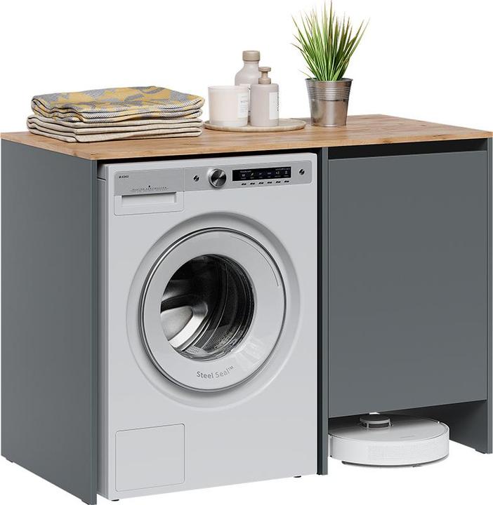 Vicco Washing machine cabinet Viktor, Anthracite/Goldkraft oak, 119.6 x 88.2 cm with 1 door