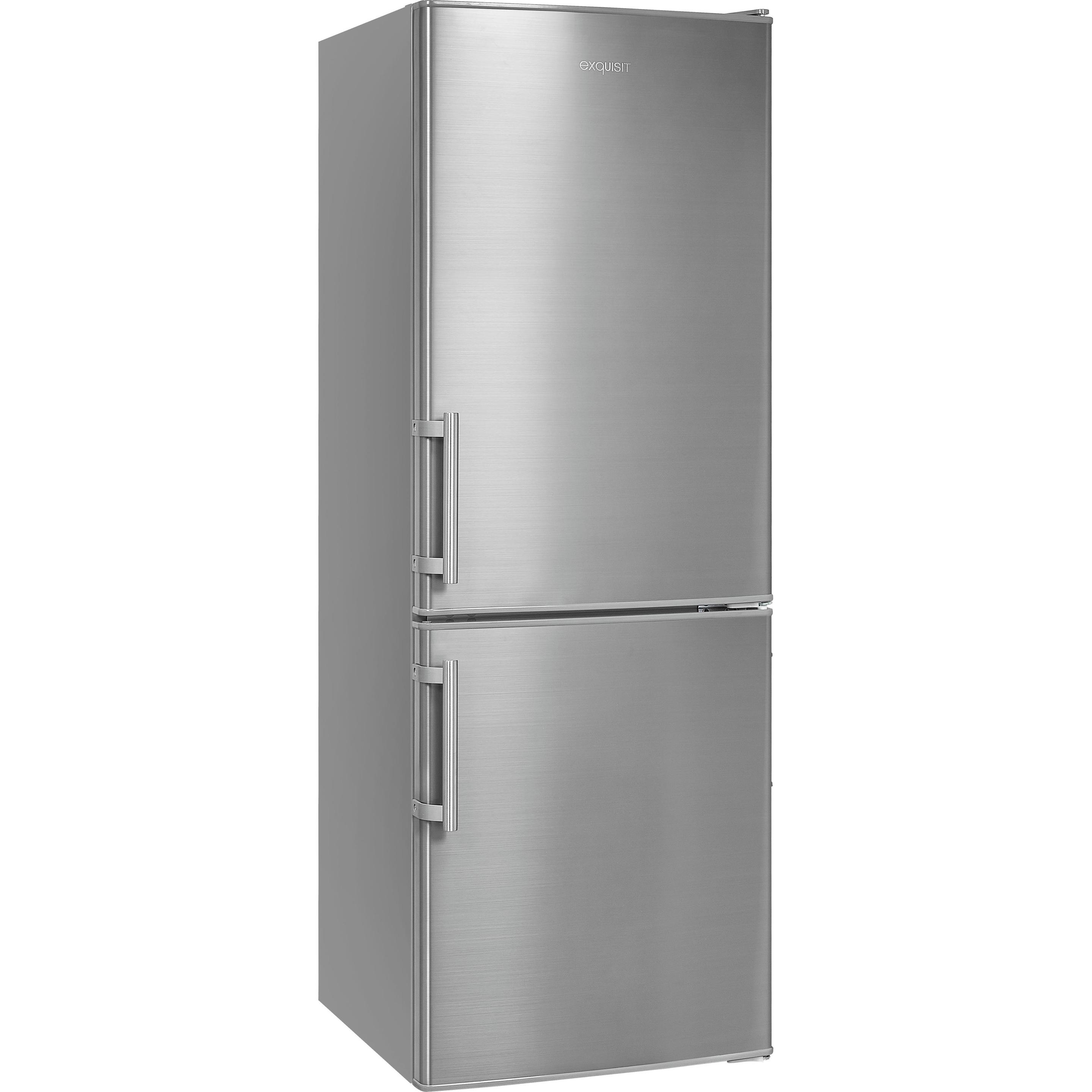 Exquisit KGC233-60-HE-040D inoxlook, Kühlschrank Freistehend, Silber