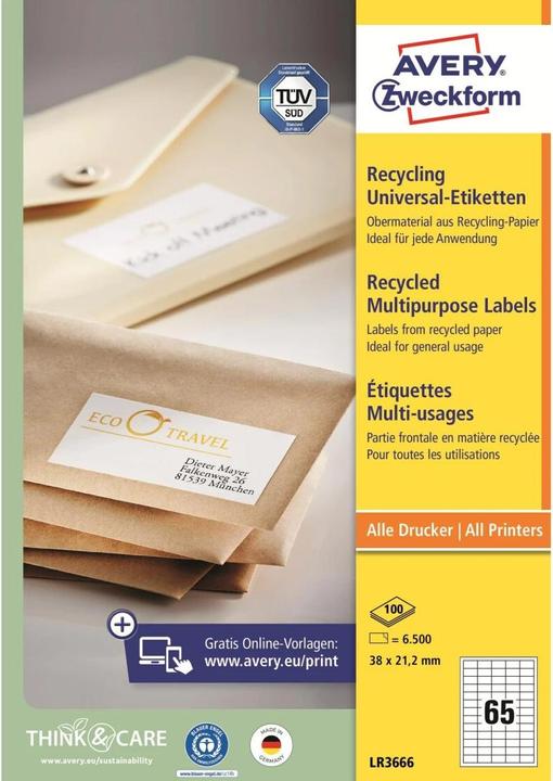 Actual product image Avery Recycling Universal Labels