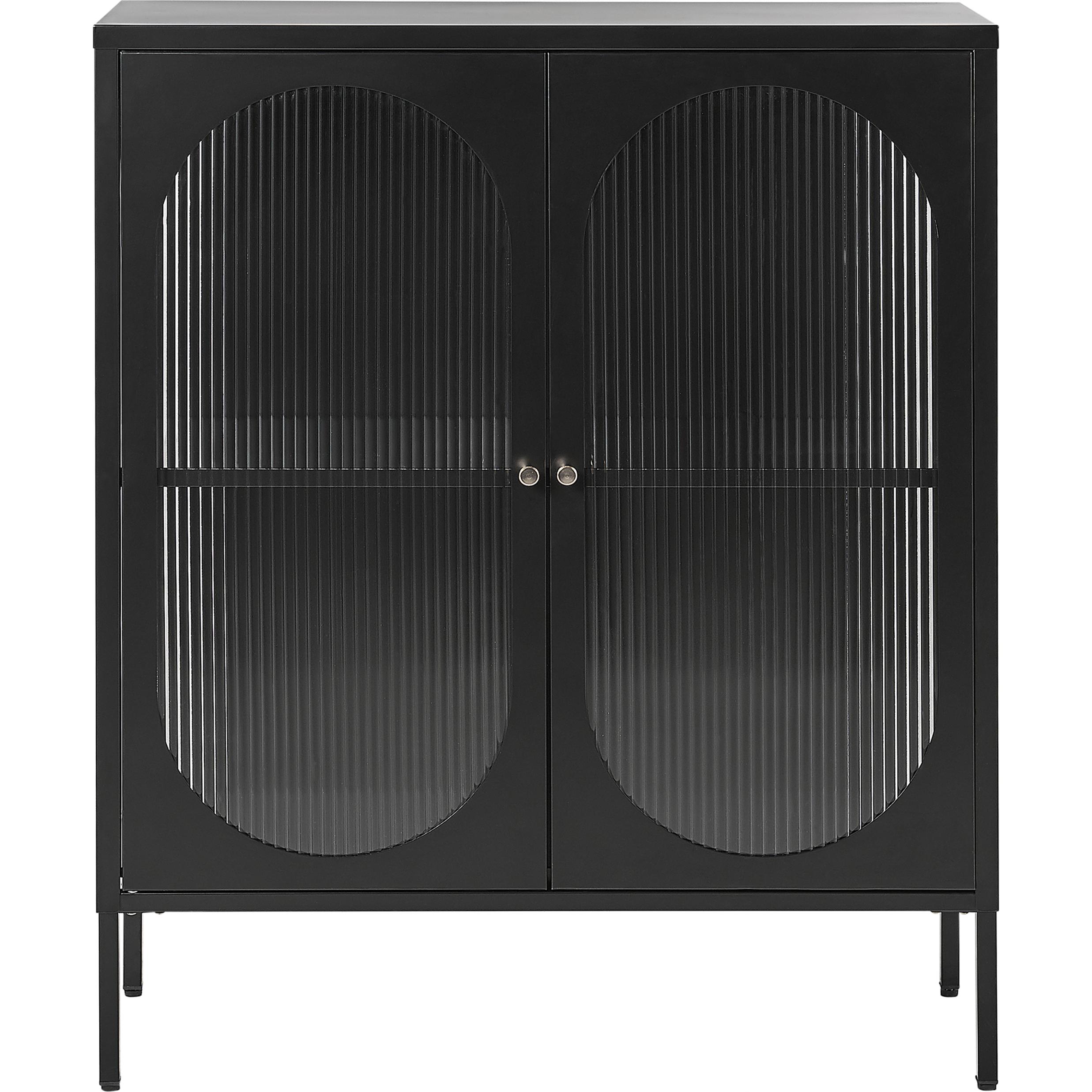 Beliani Schwarz Vitrine + Buffetschrank, Sarre (90 X 35 X 111 Cm)