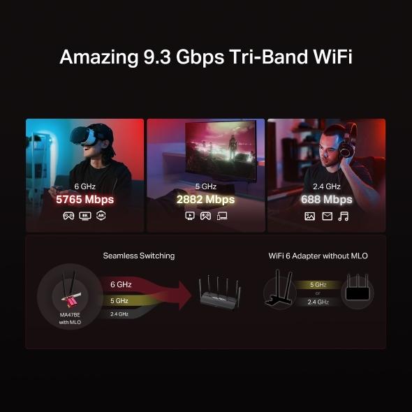 Productafbeelding Mercusys Metcusys MA47BE BE9300 Tri-Band WiFi7 PCIe-Adapter (PCIe)