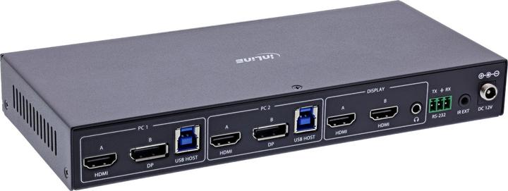 Image du produit InLine ® KVM Switch, 2-fach, HDMI & DP, Dual Monitor, 4K60Hz, USB Hub, schwarz