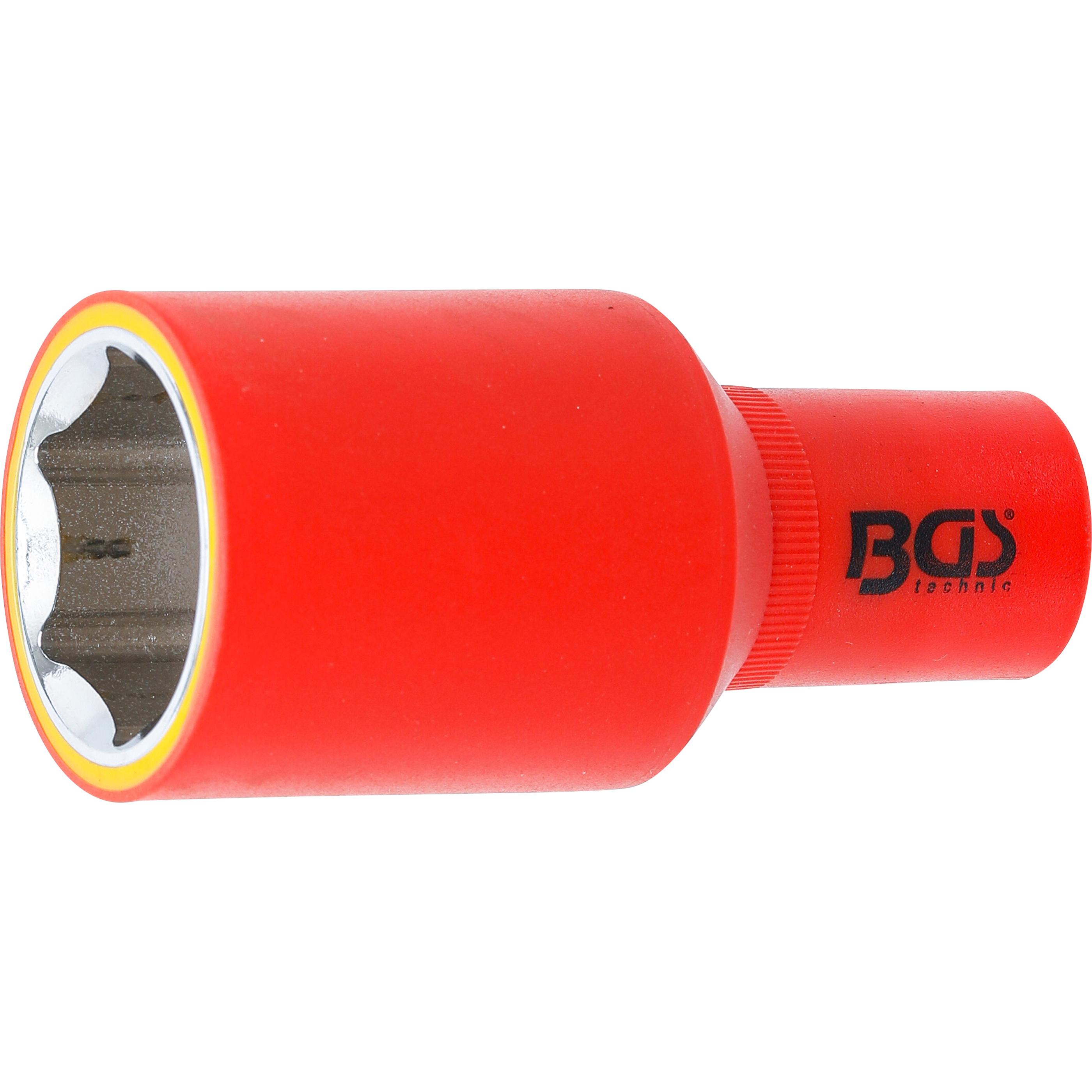 BGS, Steckschlüssel + Stecknuss, VDE-Steckschlüssel-Einsatz Sechskant Antrieb Innenvierkant 12,5 mm (1/2") SW 30 mm (30 ...