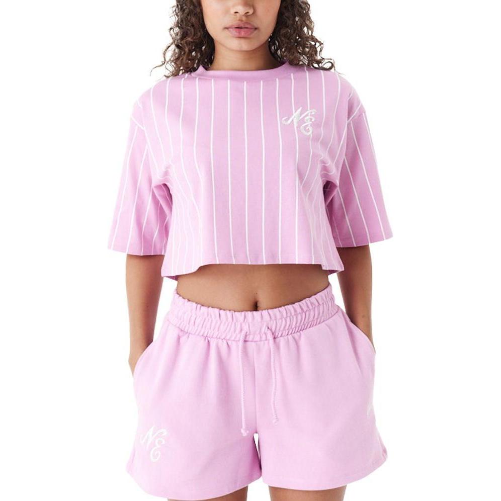 New Era, Damen, Shirt, Ladies Cropped Pinstripe Top pink - XL, Rosa, (XL)