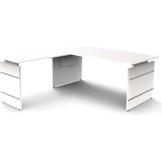 Kerkmann, Schreibtisch, Schreibtisch Form4 180 Wangen-Gestell 180x80x68-76cm / Anbau 100x60cm weiss