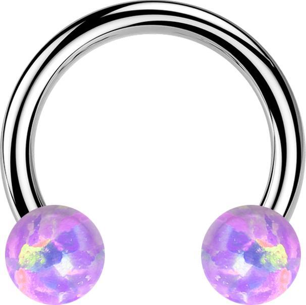 Actual product image Star Piercing Micro Threadless Circular Barbell silber mit zwei Opale violett (without brass, Titanium)