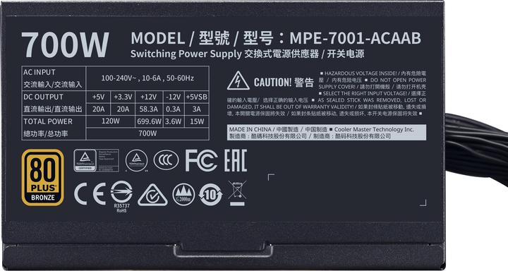 Produktbild Cooler Master Netzteil MWE Bronze V2 (700 W)