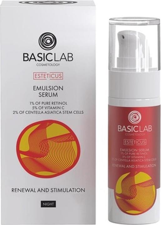 BasicLab Esteticus Emulsion Serum With 1% Pure Retinol. 5% Vitamin C And 2% Pennywort Stem Cells